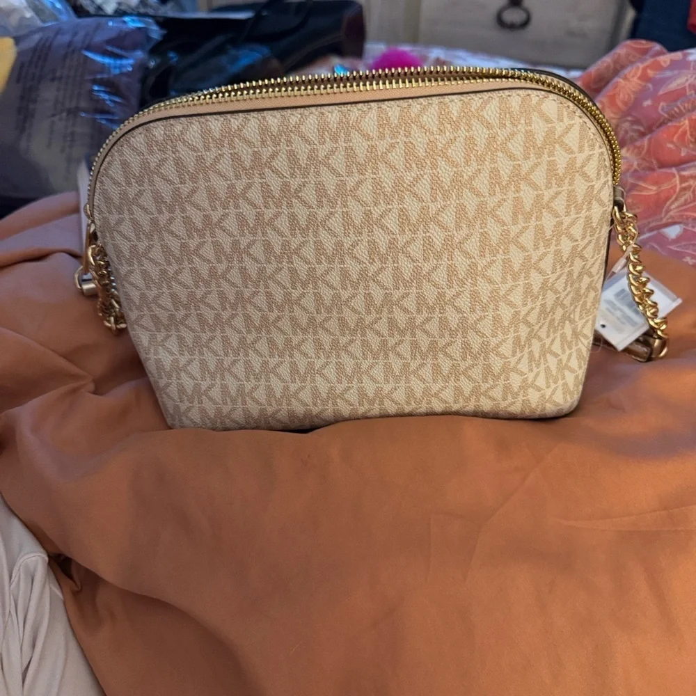 Michael Kors Beige and Gold Crossbody Bag